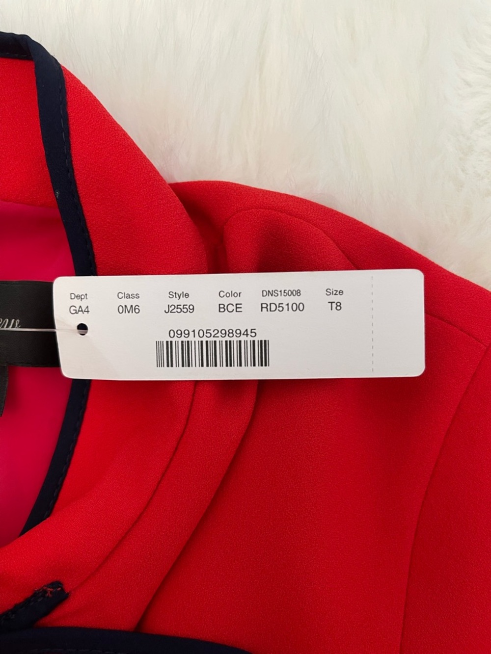NWT J. Crew Red & Navy 365 Crepe Tie-neck Dress - Picture 10 of 15